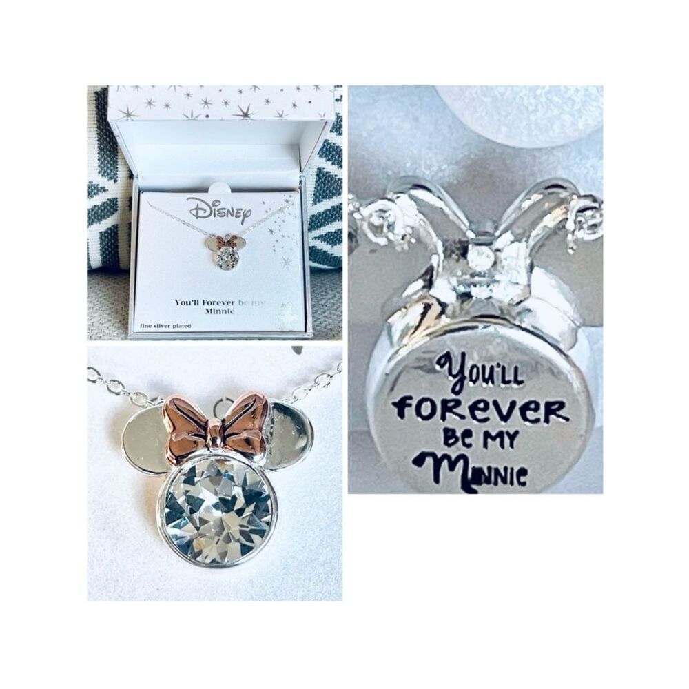 NWT Disney You’ll forever be my Minnie Fine Silver Pleated Mickey Pendant Neckla